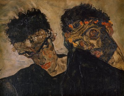 Die Eremiten (tuval üzerine yağlıboya) by Egon Schiele