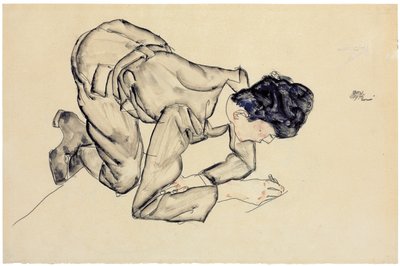 Erich Lederer yerde çizim yapıyor, 1912 by Egon Schiele