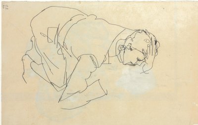 Erich Lederer profilde, göğüs göğüse, 1912 by Egon Schiele