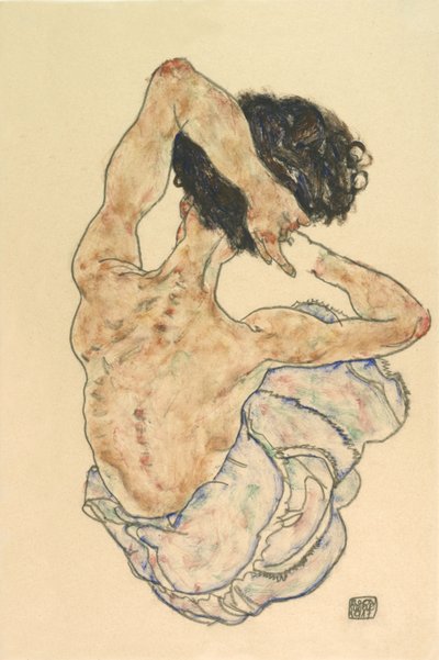 Kadın sırt hareketi, 1917. by Egon Schiele