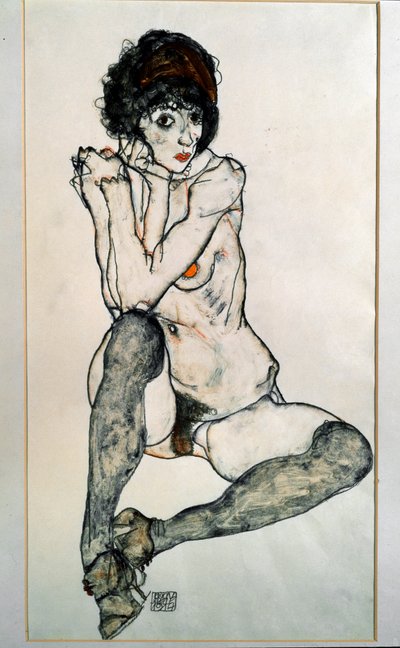 Kadın çıplak oturma. Egon Schiele