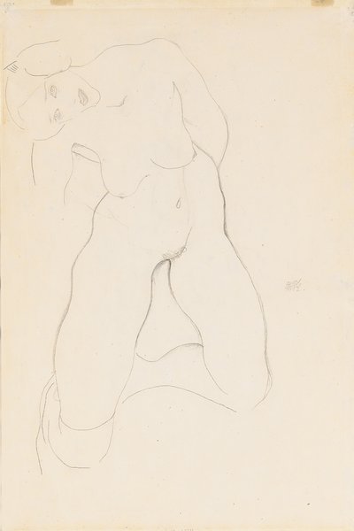Diz çökmüş çıplak kadın, 1912 by Egon Schiele