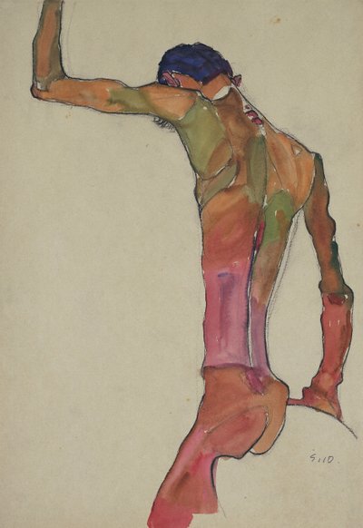 Kol Kaldırılmış Çıplak Erkek by Egon Schiele