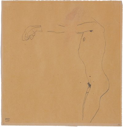 Kolları sola doğru kaldırılmış çıplak erkek, 1909 by Egon Schiele
