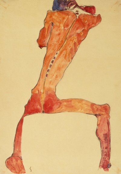 Mannerruckenhaut (kalem ve sulu boya) by Egon Schiele
