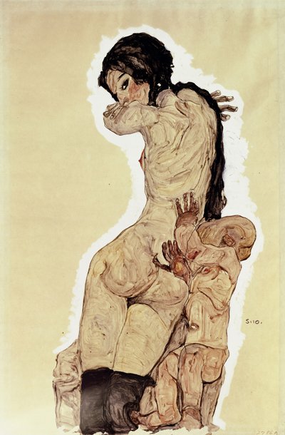 Anne ve Çocuk, 1910 by Egon Schiele