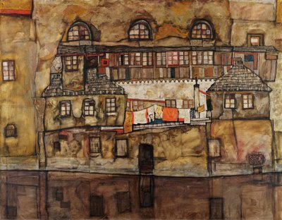 Nehirdeki evlerin duvarı - Egon Schiele