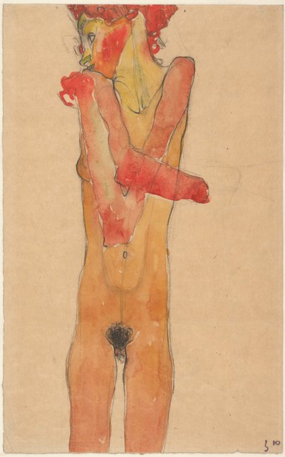 Kolları Katlanmış Çıplak Kız, 1910 by Egon Schiele
