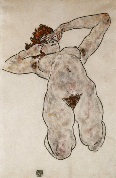 Çıplak uzanmış; Çıplak uzanmış, 1917 by Egon Schiele