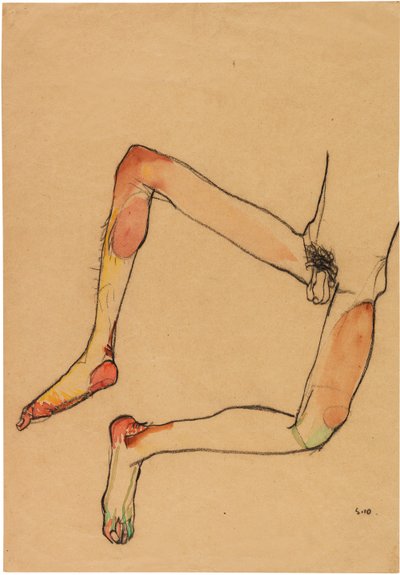 Çıplak erkek karnı, 1910. by Egon Schiele