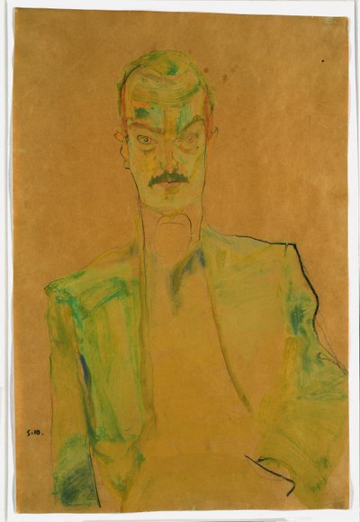 Renkli Kumaş Üzerine Nude, 1911 (kağıt üzerine guaj ile wc ve kurşun kalem) by Egon Schiele