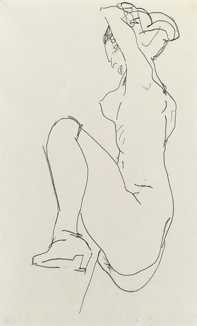 Kadın çıplak secde, 1913 by Egon Schiele