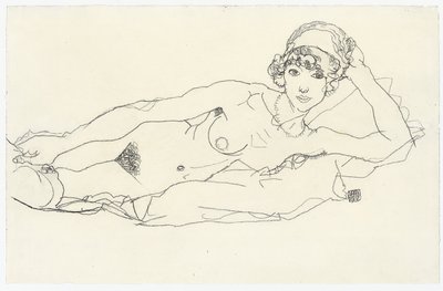 çıplak uzanmış; Çıplak uzanmış, 1914 by Egon Schiele