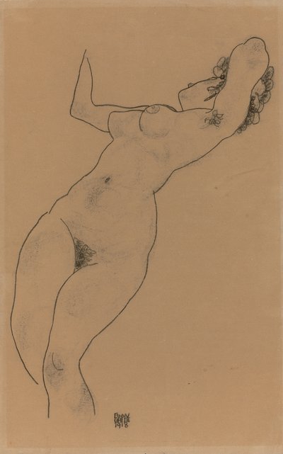 uzanmış çıplak; Yatan Çıplak, 1918 by Egon Schiele