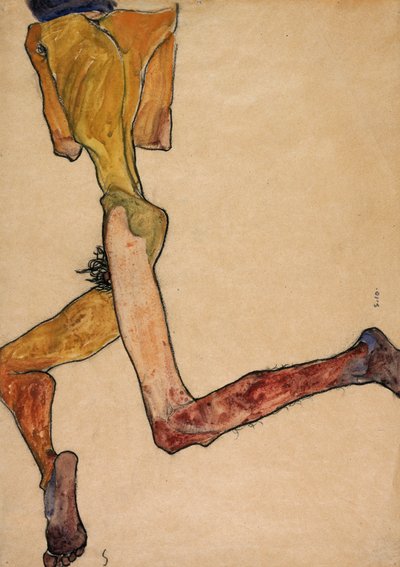 Yatan Çıplak Adam, 1910 by Egon Schiele