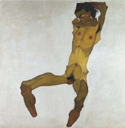 Oturan Erkek Çıplak (Otoportre) - Schiele, Egon (1890-1918) - 1910 - Tuval üzerine yağlı boya - 152,5x150 - Leopold Müzesi, Viyana by Egon Schiele