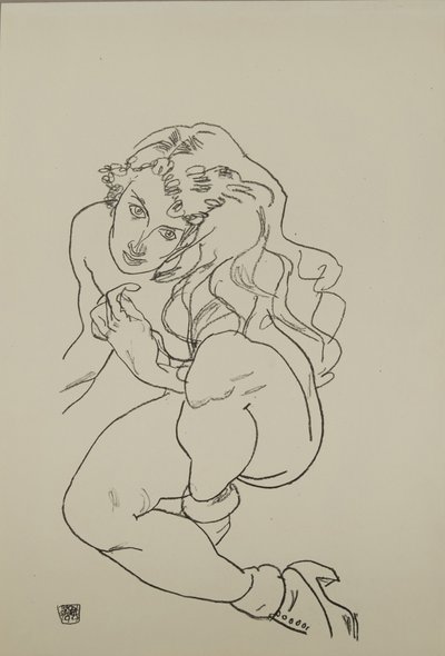 Çıplak Oturan, 1917 by Egon Schiele