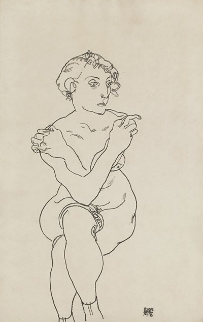 Oturan çıplak kadın, kollar ve bacaklar, 1918 by Egon Schiele