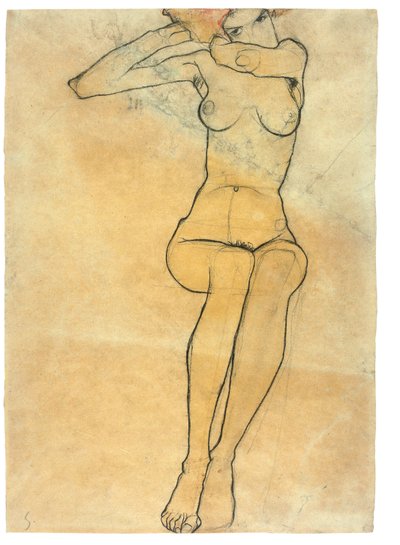 Çıplak oturmuş, 1910 by Egon Schiele