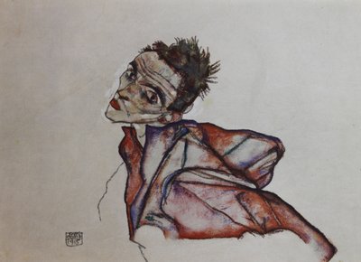 Kolları geriye doğru çekilmiş otoportre, 1915. by Egon Schiele