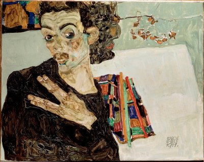 Parmaklar birbirinden ayrı olarak kendi portreniz. Egon Schiele tarafından yapılan boyama by Egon Schiele