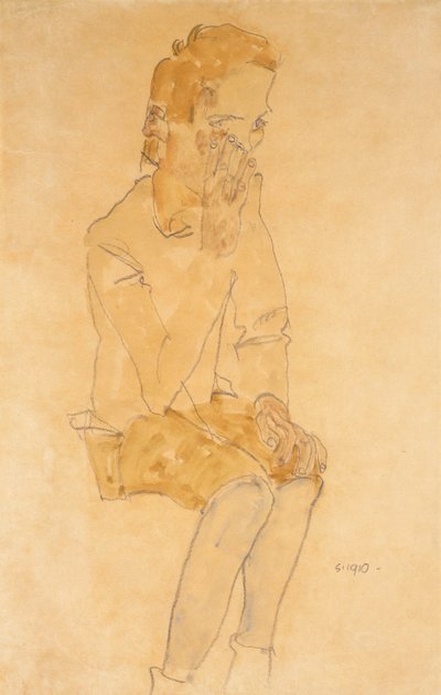 Oturan Çocuk, 1910 by Egon Schiele