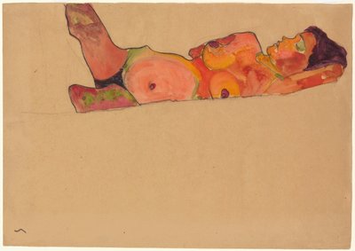 Uyuyan kız; Yalancı uyuyan kız, 1910 by Egon Schiele