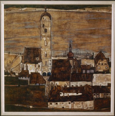 Stadt Stein II (tuval üzerine resim) by Egon Schiele