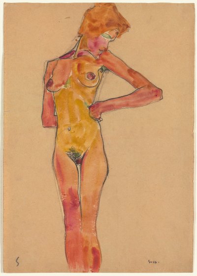 Çıplak Kadın Ayakta by Egon Schiele