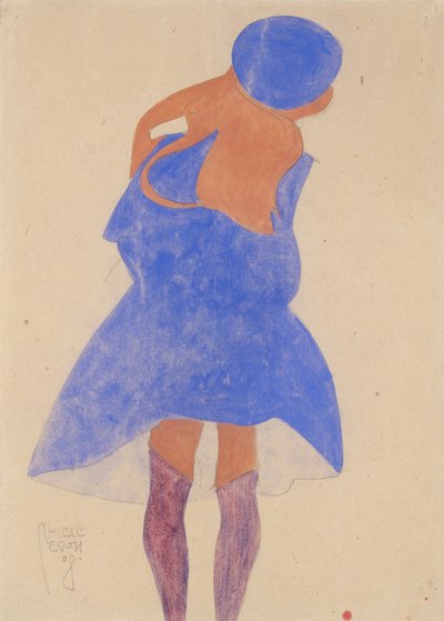 Duran Kız, Arkadan Görünüm, 1908. by Egon Schiele