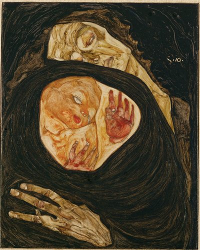 Tote Mutter. Ölü anne (ahşap üzerine yağlıboya) by Egon Schiele