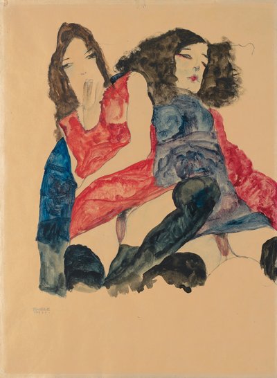 İki kız; İki kız, 1911 by Egon Schiele
