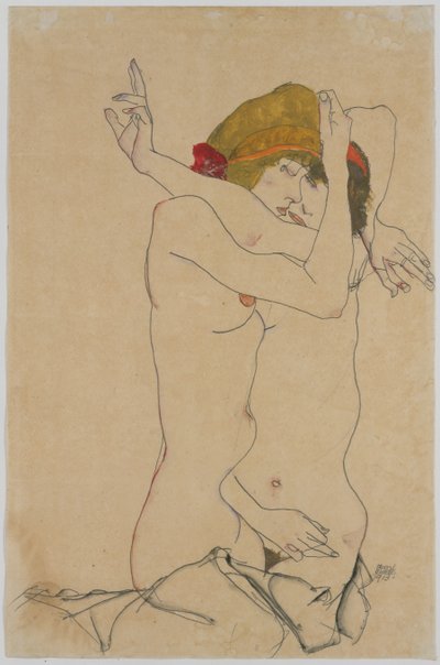 Kucaklayan İki Kadın, 1913. by Egon Schiele