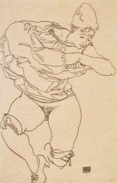 Kadın Soyunma, 1917. by Egon Schiele