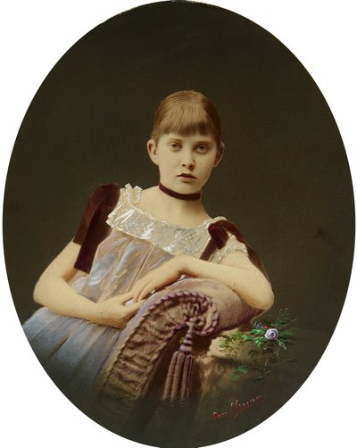 Bir kızın portresi. Gümüş Jelatin Fotoğraf, Guaj, Egor Maximovich Ovcharenko (?-1902) by Egor Maximovich Ovcharenko