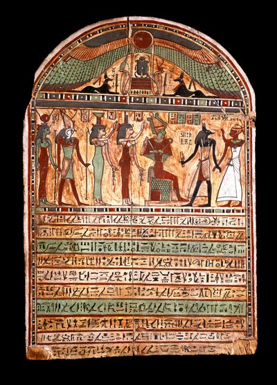 Mısır antikası: bir baş rahibin mezar steli: Osiris, Anubis