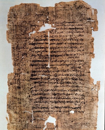 Mısır antik: yazıtlarla kaplı papirüs. MÖ 4. yüzyıldan kalma kodeks. karartmak 17x28cm. Mısır İskenderiye, Ulusal Müze by Egyptian