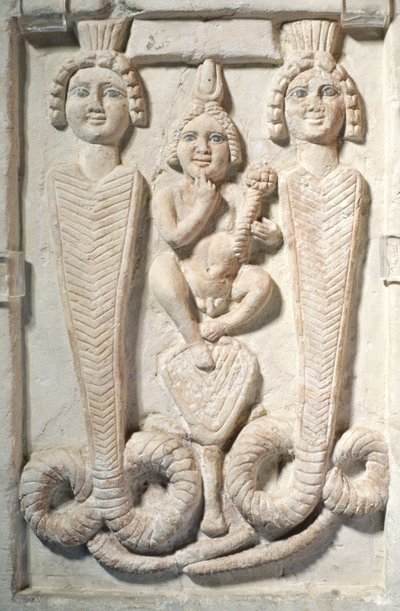Lotus üzerinde Harpocrates, Kıpti (kireçtaşı) by Egyptian
