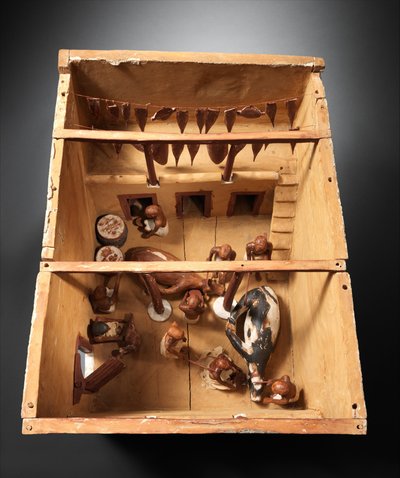 Meketre mezarından bir Mezbaha modeli, c.1981–1975 M.Ö. (ahşap, boya, sıva) by Egyptian 12th Dynasty