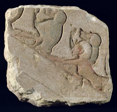 Amenophis IV (Akhenaten), babunlarla, Yeni Krallık (boyalı taş) by Egyptian 18th Dynasty