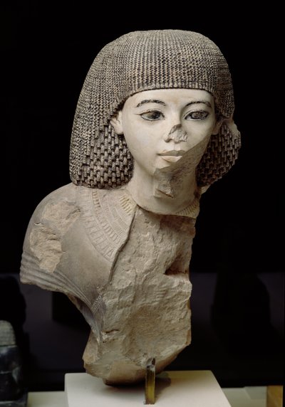 Kraliyet Katibinin Büstü, Meniou, Yeni Krallık, MÖ 1391-53 (kireçtaşı) by Egyptian 18th Dynasty