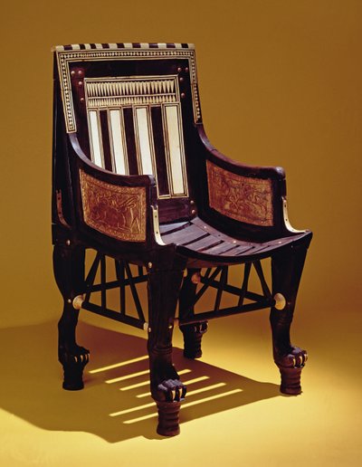 Çocuk sandalyesi, Tutankhamun Mezarı, Yeni Krallık (fildişi kakmalı ahşap) by Egyptian 18th Dynasty