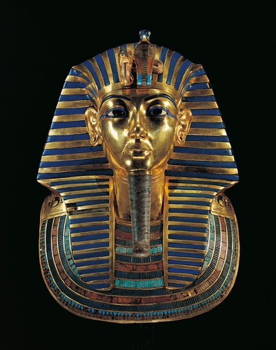 Lapis lazuli, obsidyen ve turkuaz kakmalı Tutankamon'un Altın Cenaze Maskesi (MÖ 1347/1338) by Egyptian 18th Dynasty