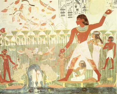 Avcılık ve Balıkçılık, Nakht Mezarından, Yeni Krallık (duvar resmi) by Egyptian 18th Dynasty