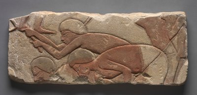 Talatat: Toprağı Çapalayan Adamlar, MÖ 1353-1347 civarı (boyalı kumtaşı) by Egyptian 18th Dynasty