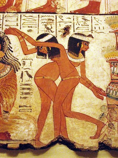 Dans eden iki kızın tapınak duvar resmi, Mısır (duvar resmi) by Egyptian 18th Dynasty