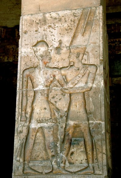 Eski Mısır Sanatı: Sethi I tapınağının sütununda Alçak Rölyef (Sety veya Set I by Egyptian 19th Dynasty