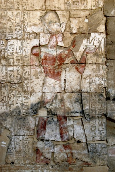 Eski Mısır Sanatı: Sethi I tapınağının sütununda Alçak Rölyef (Sety veya Set I by Egyptian 19th Dynasty