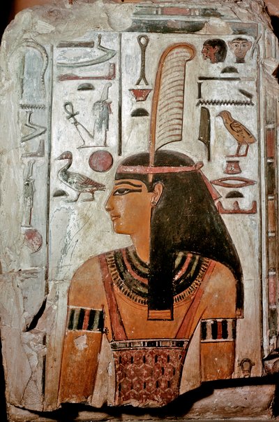 Mısır Sanatı: Sethi I Mezarı (KV 17). Maat, hakikat ve adalet tanrıçası ve hiyeroglifler by Egyptian 19th Dynasty