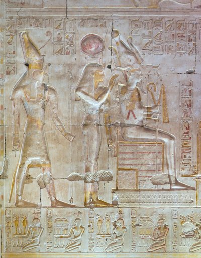 Renkli kabartma, Seti I tapınağı, Abydos, Mısır by Egyptian 19th Dynasty
